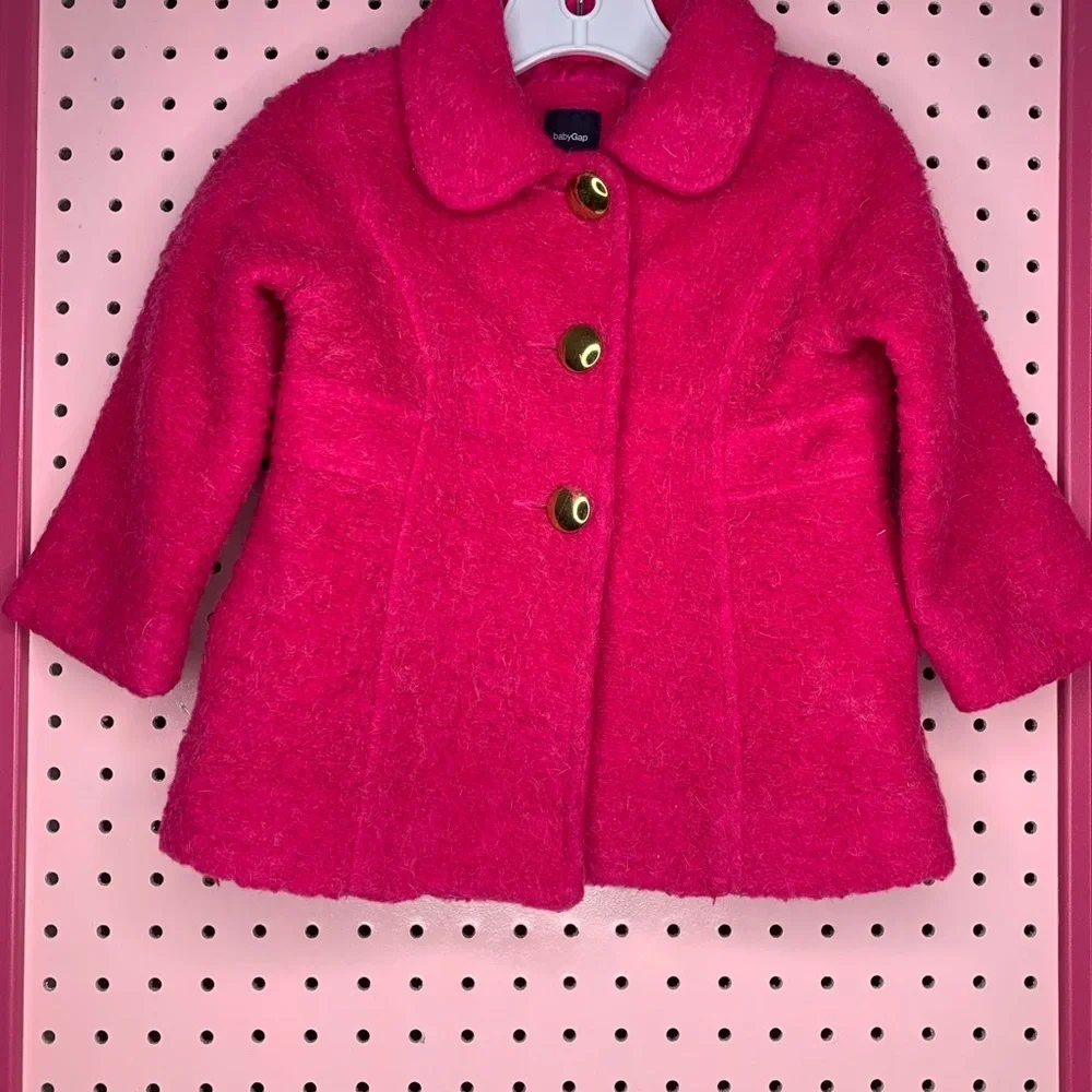 Gap Hot Pink Pea Coat. Size 12-18 Months. Great Condition. Gold Buttons